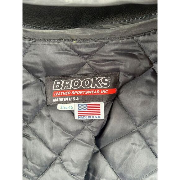 Brooks Black Leatherwear Biker Jacket Men's Size 46 Leather, Made in the USA - Picture 14 of 16